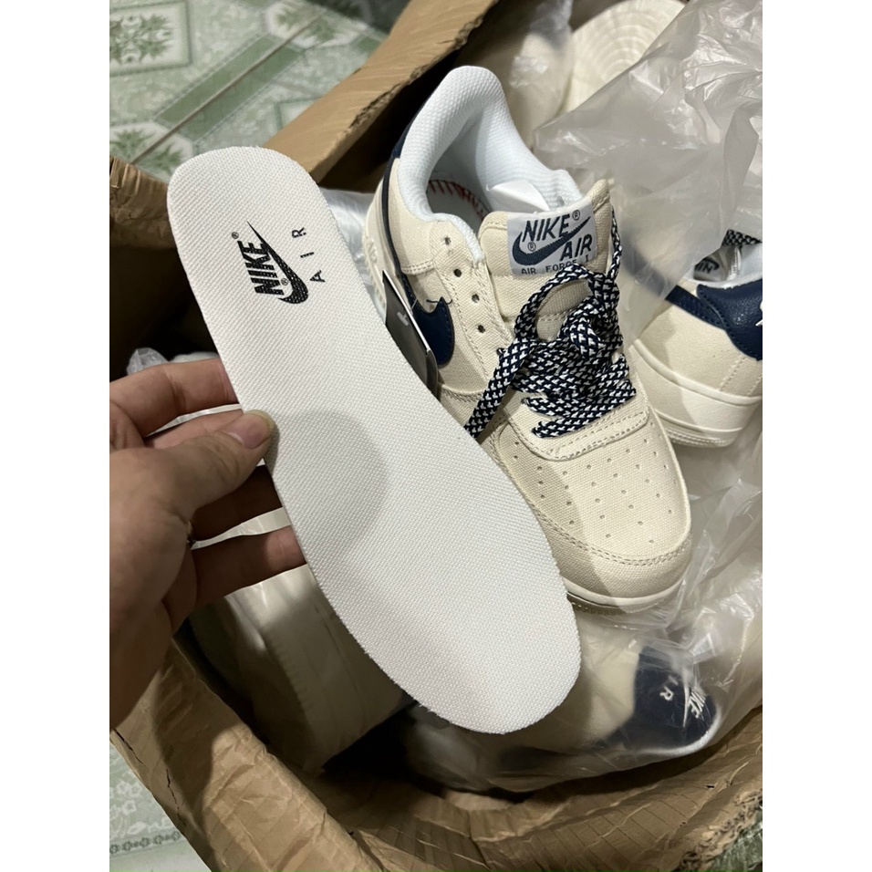 Giày Thể Thao Nam Nữ, Giày AF1 trắng sữa viền than Air Force 1 Hàng Đẹp Full Box Bill hót nhất 2022 giày af1 nam nữ