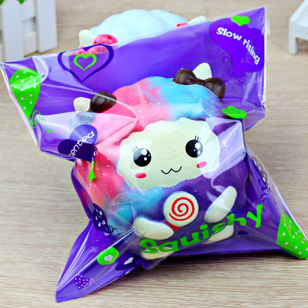 (SIÊU TO) ĐỒ CHƠI SQUISHY CỪU TRÒN GALAXY TAI XOẮN ÔM KẸO MÚT