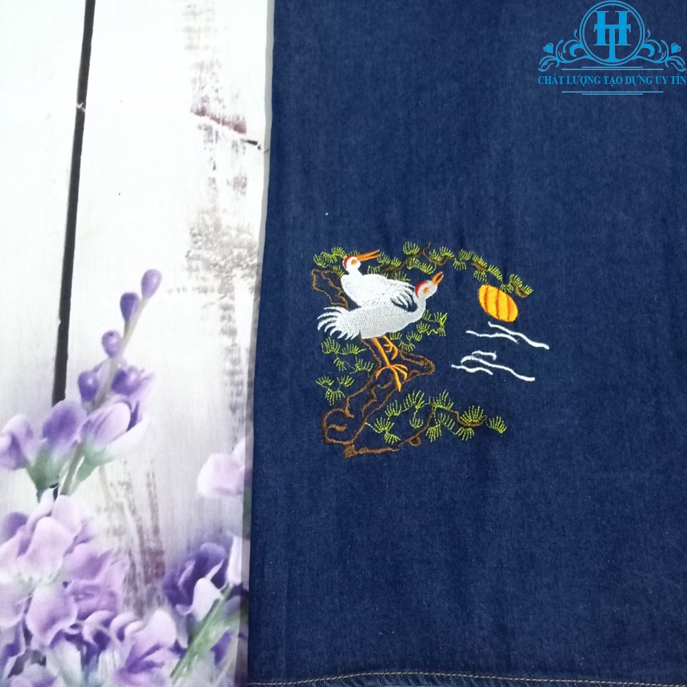 SET Đồ Chống Nắng Jean Chất Liệu Cotton Dày Dặn Gồm Áo Khoác Và Váy Chống Nắng Thêu Họa Tiết Trăng Cò