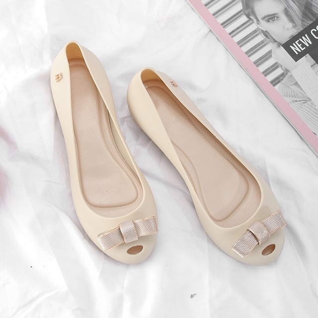 Giày búp bê nhựa mềm đính nơ nhí HP01
