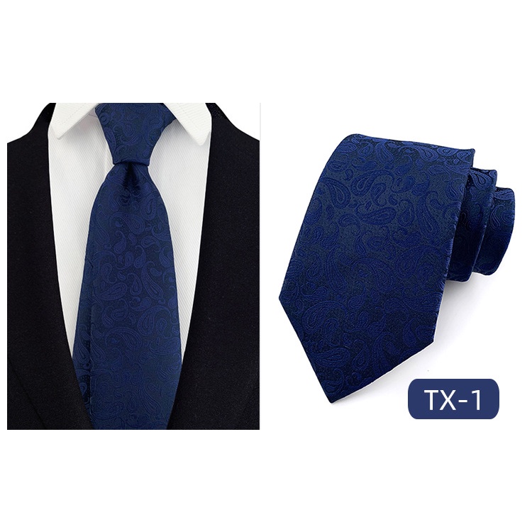 Cà vạt 8cm vải Jacquard dệt họa tiết hoa chấm bi Paisley thời trang công sở dự tiệc cho nam