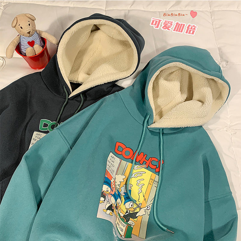 [ Mã 12FASHIONSALE1 giảm 10K đơn 50K ] Áo Hoodie Len Lông Cừu Dáng Rộng Ấm Áp Thời Trang Thu Đông Cho Nam | BigBuy360 - bigbuy360.vn