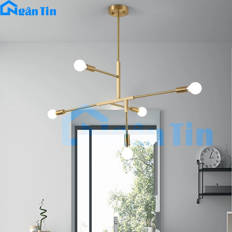 Đèn trần 5 bóng trang trí phòng khách phòng ngủ bàn ăn THCN93B Ngân Tin (Tặng kèm 5 bóng Led đục 5W)