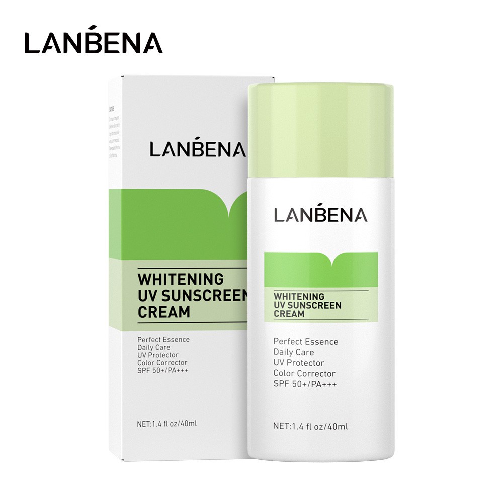 Kem Chống Nắng LANBENA Chống Tia UV Màu Xanh Lá Làm Trắng Da Dành Cho Da Mặt SPF50+ 40ml