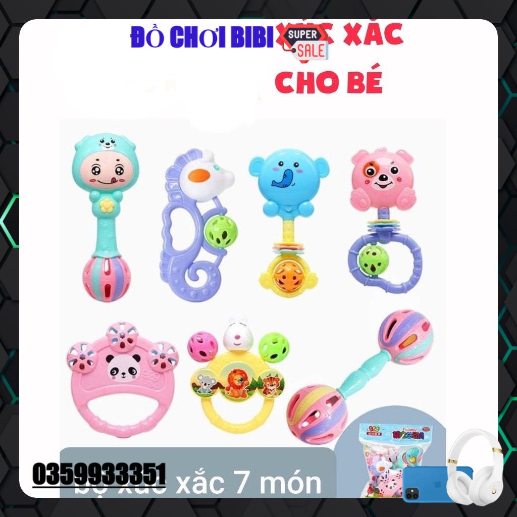 bộ lúc lắc cầm tay 7 chi tiết cho bé, lục lạc cho trẻ,Đồ chơi trẻ em  FREESHIP Bộ chơi xúc xắc cầm tay cho bé an toàn