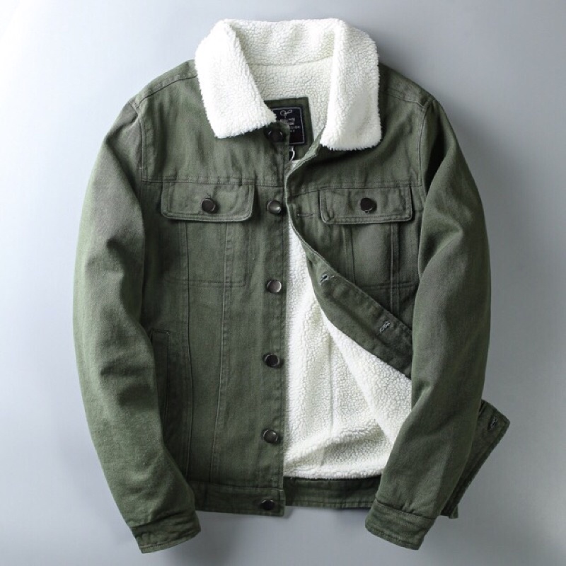 Áo Khoác Denim Lót Lông Unisex