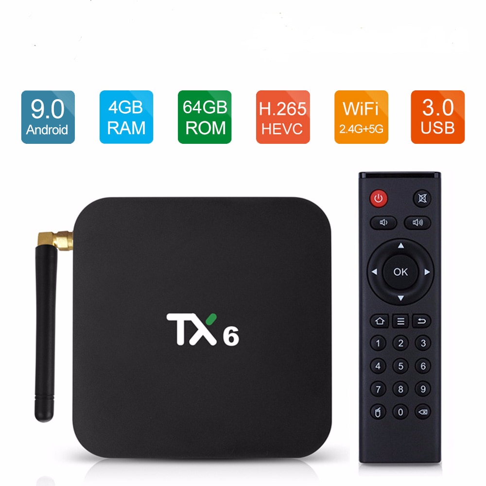 Bộ Tv Box Tx6 Android 9.0 Tx6 4gb 64gb 5.8g Wifi H6 Bốn Lõi Usd3.0 4k