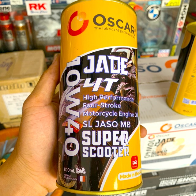 Nhớt Tổng Hợp Cao Cấp Xe Tay Ga Oscar Jade 4T Super Scooter 10W-40 Fully Synthetic Api SL Jaso MB Lon 800ML