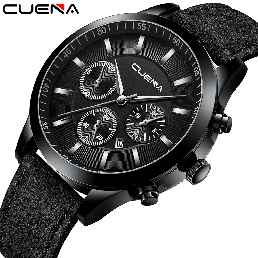 Đồng hồ thạch anh CRRJU 881 L chất liệu da không thấm nước phong cách thể thao thời trang doanh nhân sang trọng cho nam