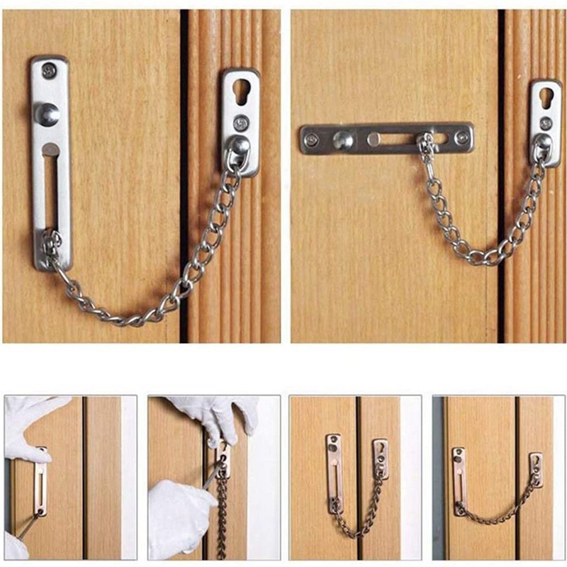Set 2 Chốt Xích Cửa Chống Trộm Bằng Thép Không Gỉ | BigBuy360 - bigbuy360.vn