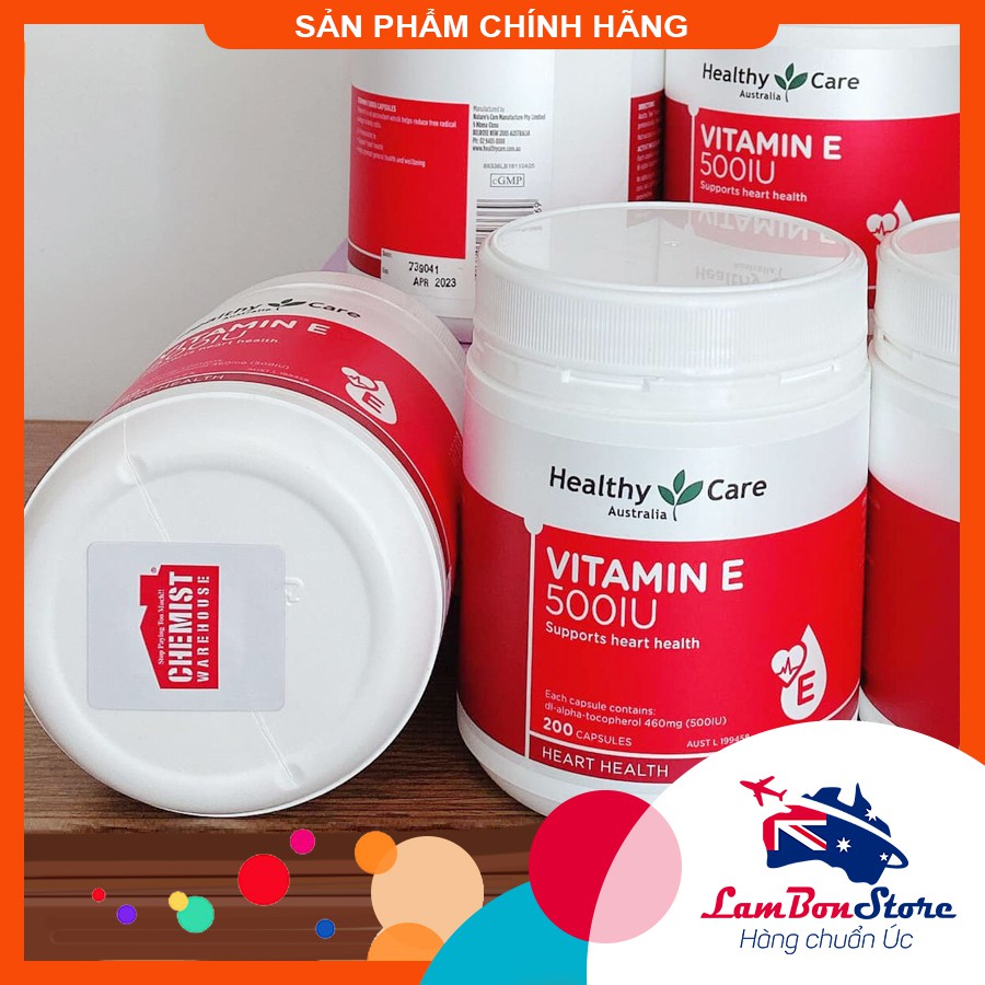 [Tem CHEMIST] VITAMIN E HEALTHY CARE 500IU 200 viên - Xuất xứ Úc | BigBuy360 - bigbuy360.vn