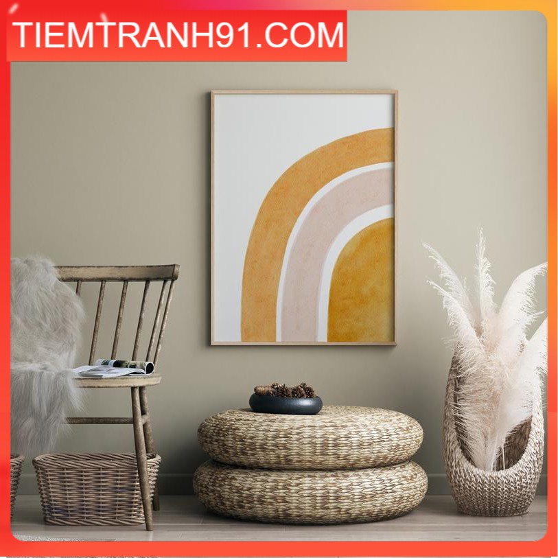 Tranh Canvas Cao Cấp  Tranh màu nước - Burnt Orange Rainbow Print, Abstract Art, Boho Print, Poster Print, Minimal