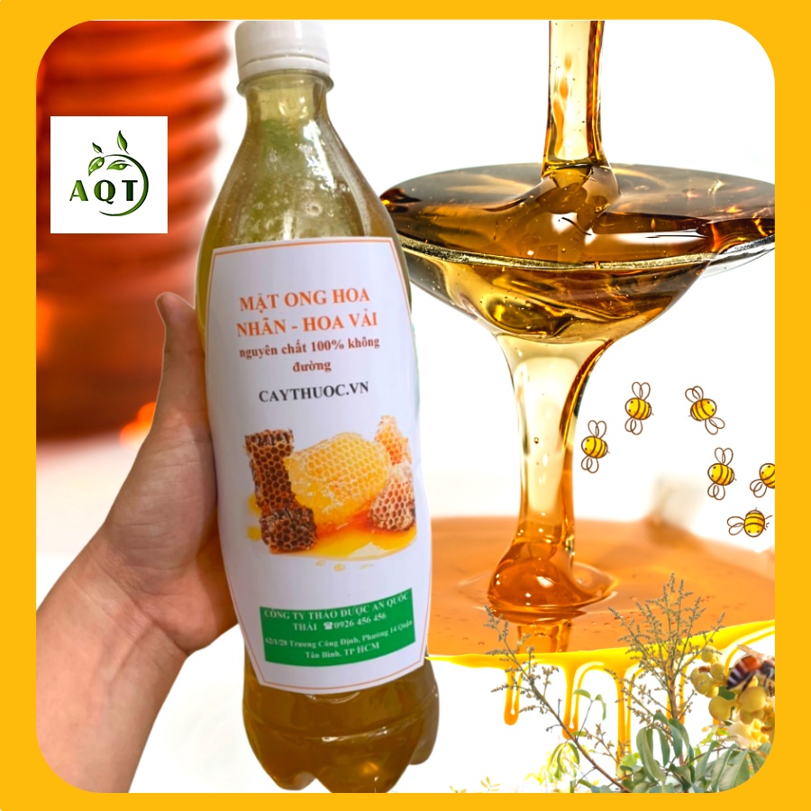 1.3KG Mật Ong Hoa Nhãn, Mật Ong Hoa Vải Nguyên Chất 100%, Mật Ong Rừng Thiên Nhiên, Không Pha Đường, Không Pha Nước