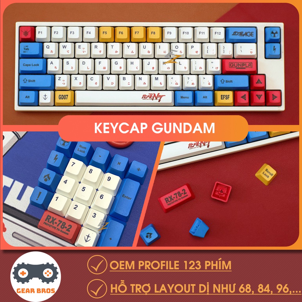 [Mã SKAMLTB1312 giảm 20K đơn 0Đ] Keycap Gundam Bàn Phím Cơ OEM Profile