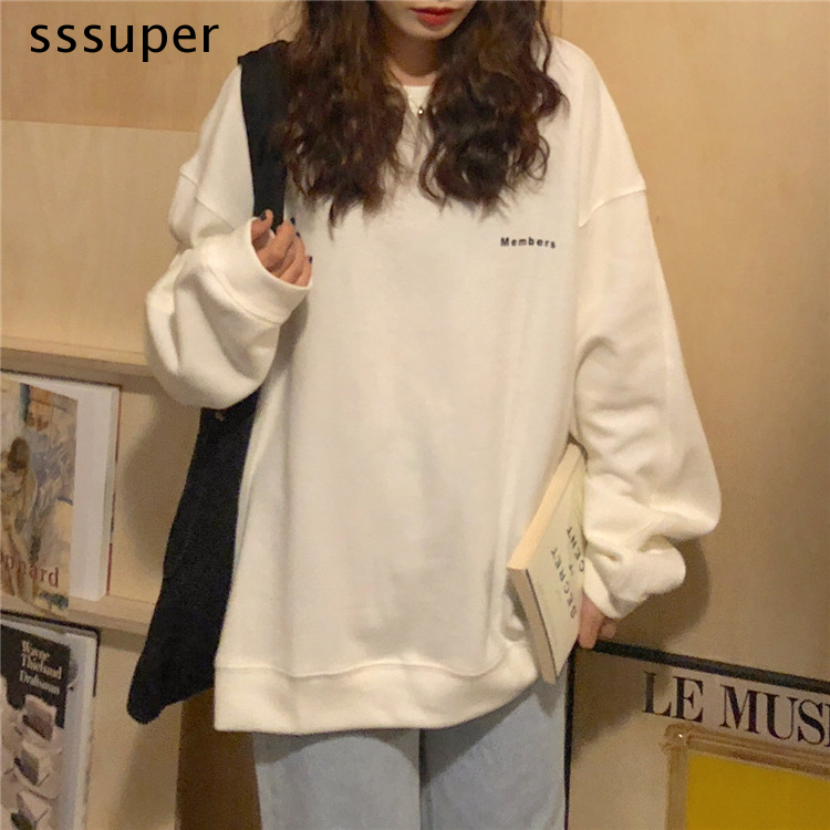Áo Sweater Cổ Tròn Dáng Rộng In Họa Tiết Phong Cách Hàn Quốc Chất Lượng Cao