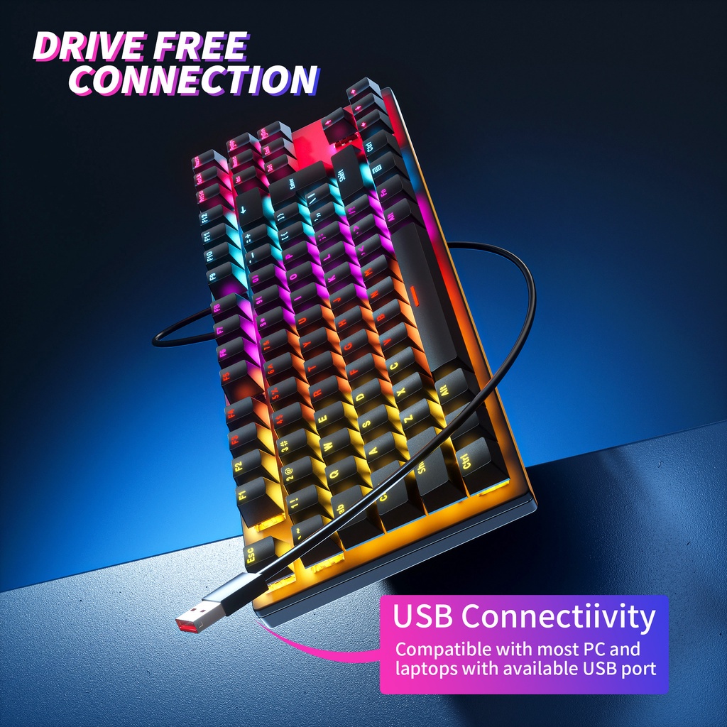 ZIFRIEND KA800 Bàn Phím Cơ Đèn Nền Có Dây USB Keycaps Máy Tính Blue Switch Văn Phòng Chơi Game