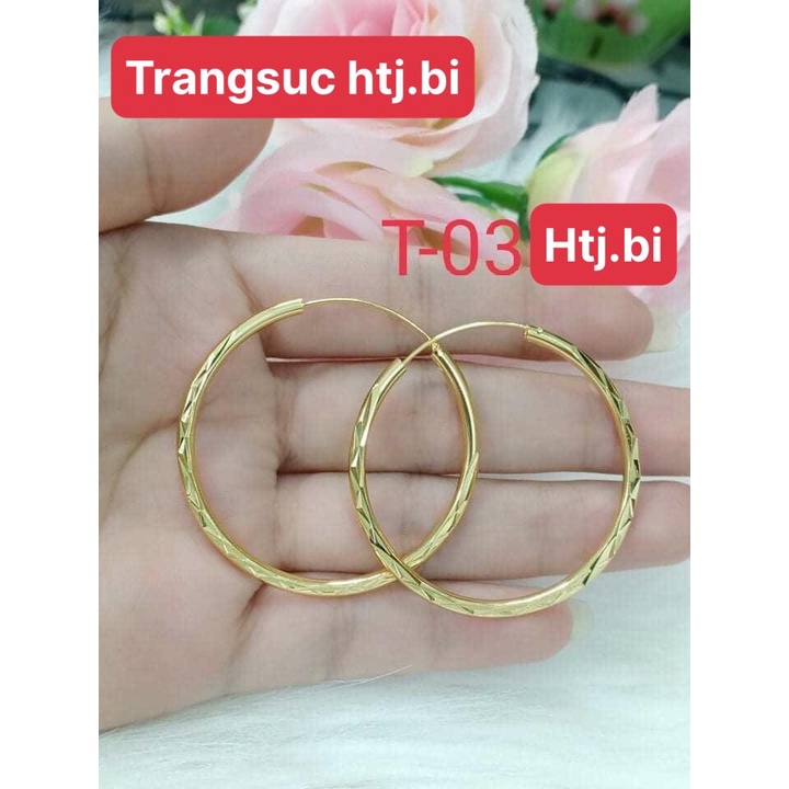 Bông tai nữ vòng tàu khía hoa văn đẹp lung linh màu 24
