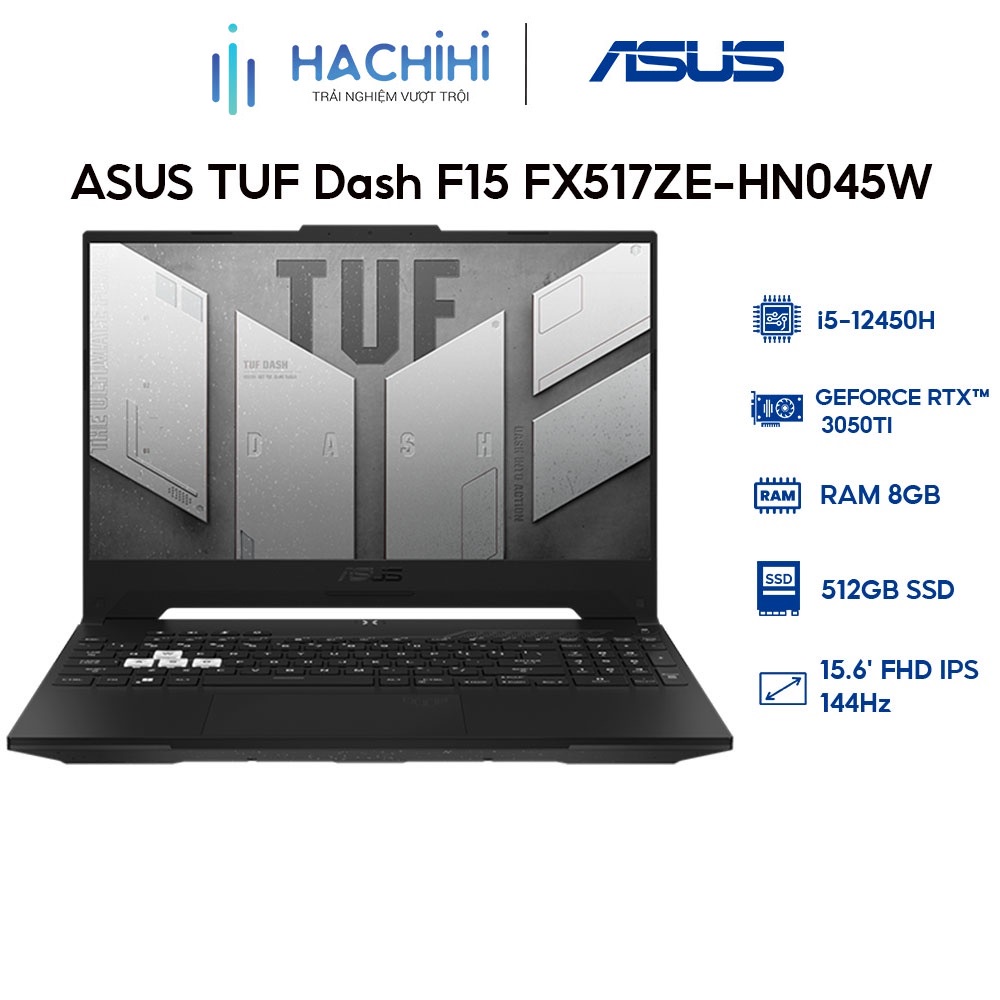 Laptop ASUS TUF Dash F15 FX517ZE-HN045W (i5-12450H | 8GB | 512GB | GeForce RTX™ 3050Ti 4GB | 15.6' FHD 144Hz | Win 11)