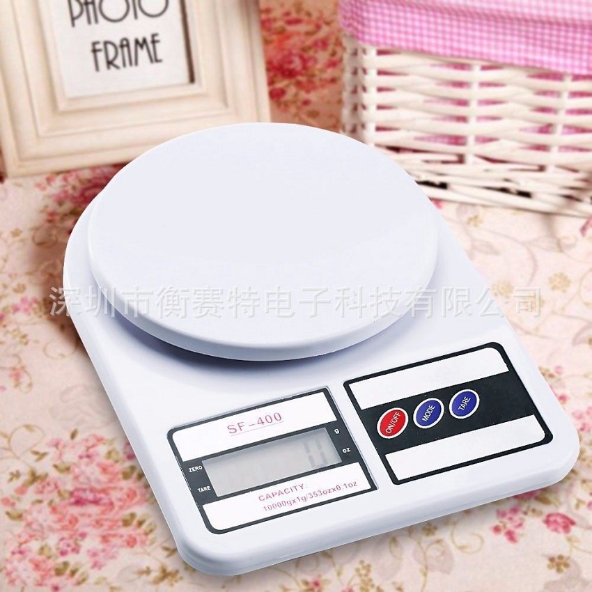 Cân Điện Tử Nhà Bếp  SF-400 7kg Tặng Kèm 2 Viên Pin AAA