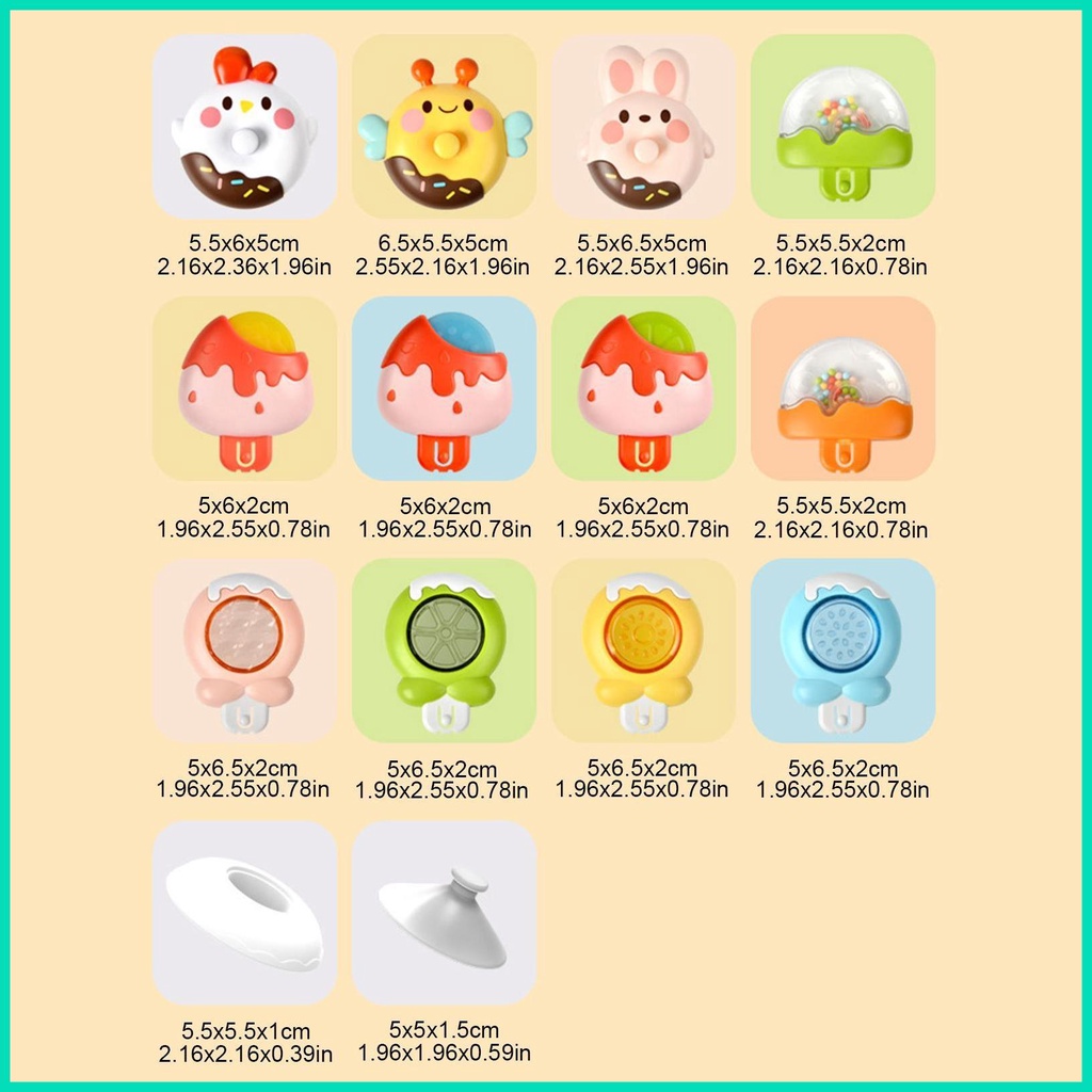 Set 3 Đồ Chơi Con Quay Họa Tiết Hoạt Hình Vui Nhộn Cho Bé Khi Tắm