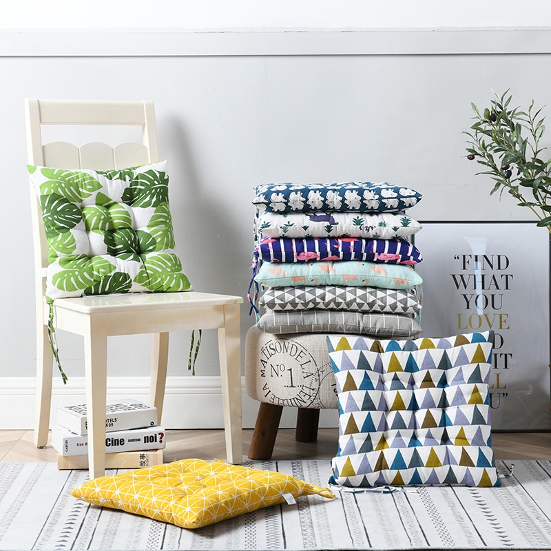 Đệm Ngồi Bệt, Đệm Lót Ghế Ngồi Vuông Họa Tiết Decor Sang Chảnh, Nệm Ngồi Siêu Êm