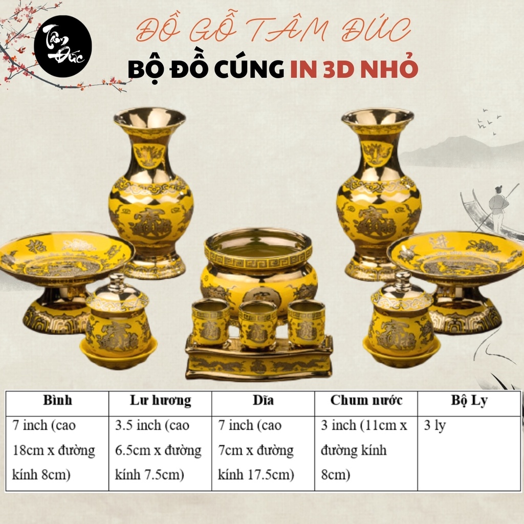 Bộ đồ thờ cúng Tâm Đức bàn thờ ông địa sứ cao cấp