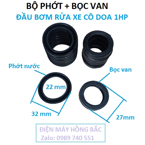 Bộ 9 phớt nước và 6 lót van một chiều  của máy rửa xe chạy dây cudoa  - đầu bơm chạy động cơ 1.1- 3 kw