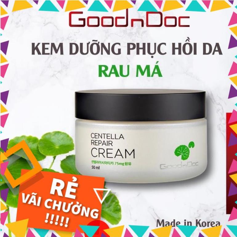 Bộ Kem Rau Má+Serum Dưỡng Ẩm Phục Hồi Giảm Thâm Nám Trắng Sáng Da Chống Lão Hóa GoodnDoc Centella Repair Cream