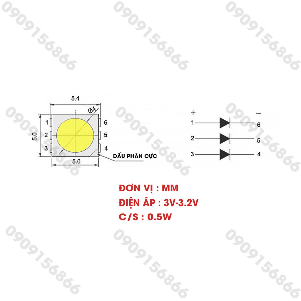 Nhân mắt led 5050 ,combo 50 led