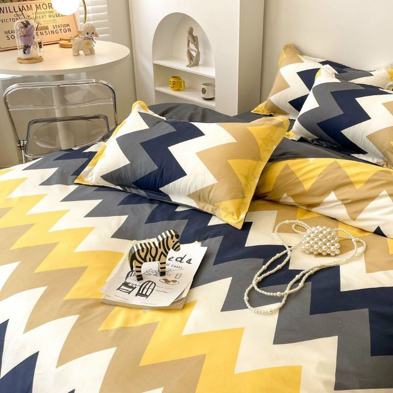 Bộ Cotton poly Sóng Vàng Ghi