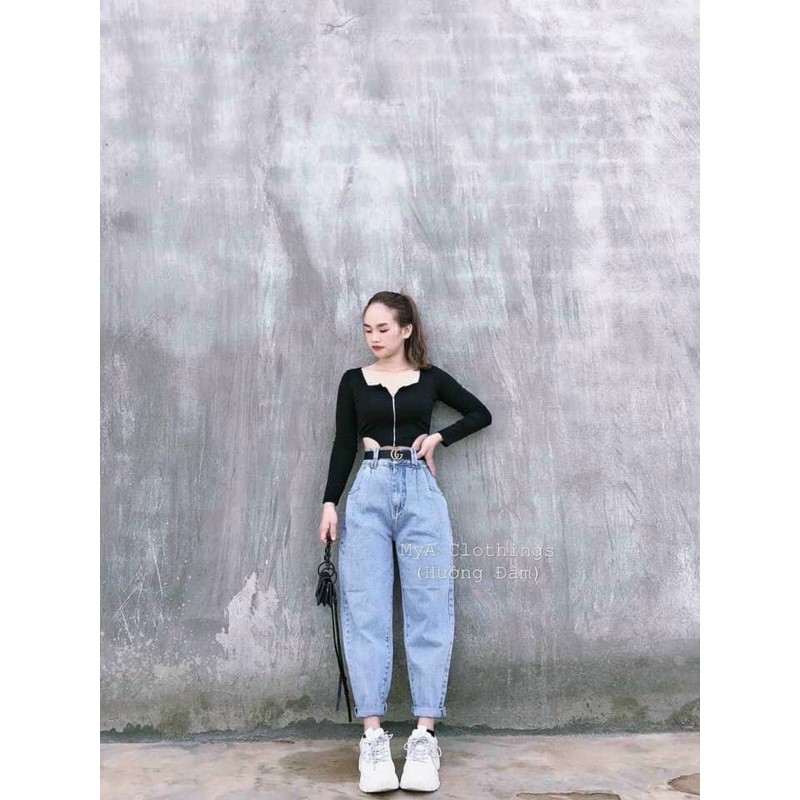Quần baggy jean chít ly mã NHA04, hình thật ảnh sàn