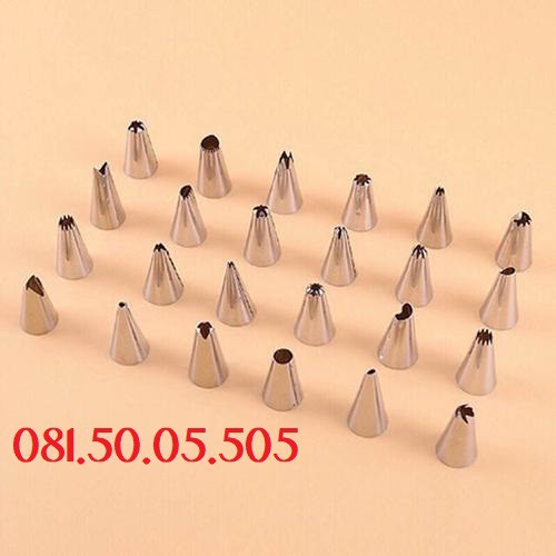 Bộ 24 đui bắt bông kem bằng thép không gỉ
