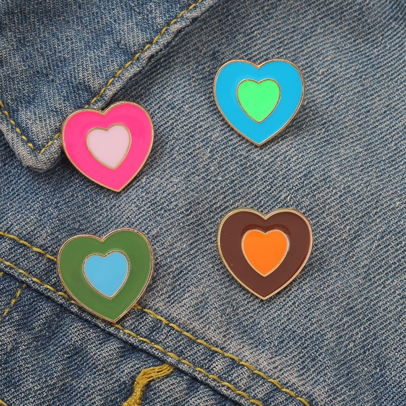 Ghim cài áo QIHE JEWELRY hình trái tim với 4 màu tùy chọn