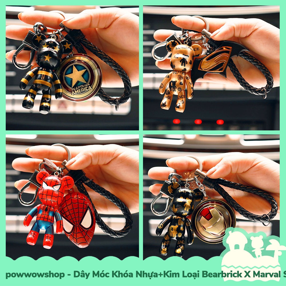 [Sẵn VN - Hỏa Tốc] Dây Móc Khóa Nhựa + Kim Loại Mẫu Bearbric X Superheroes Siêu Anh Hùng Marve