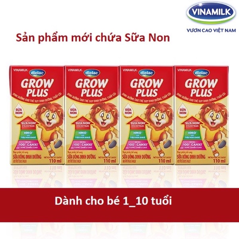 Lốc 4 hộp sữa non pha sẵn dielac grow plus 110ml