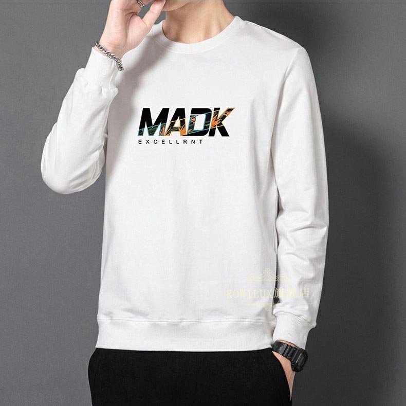 Áo Nỉ Nam Dài Tay Cổ Tròn, Áo Thun Nam Dài Tay, Áo thu đông nam màu trắng thể thao co giãn giữ nhiệt chất nỉ da cá