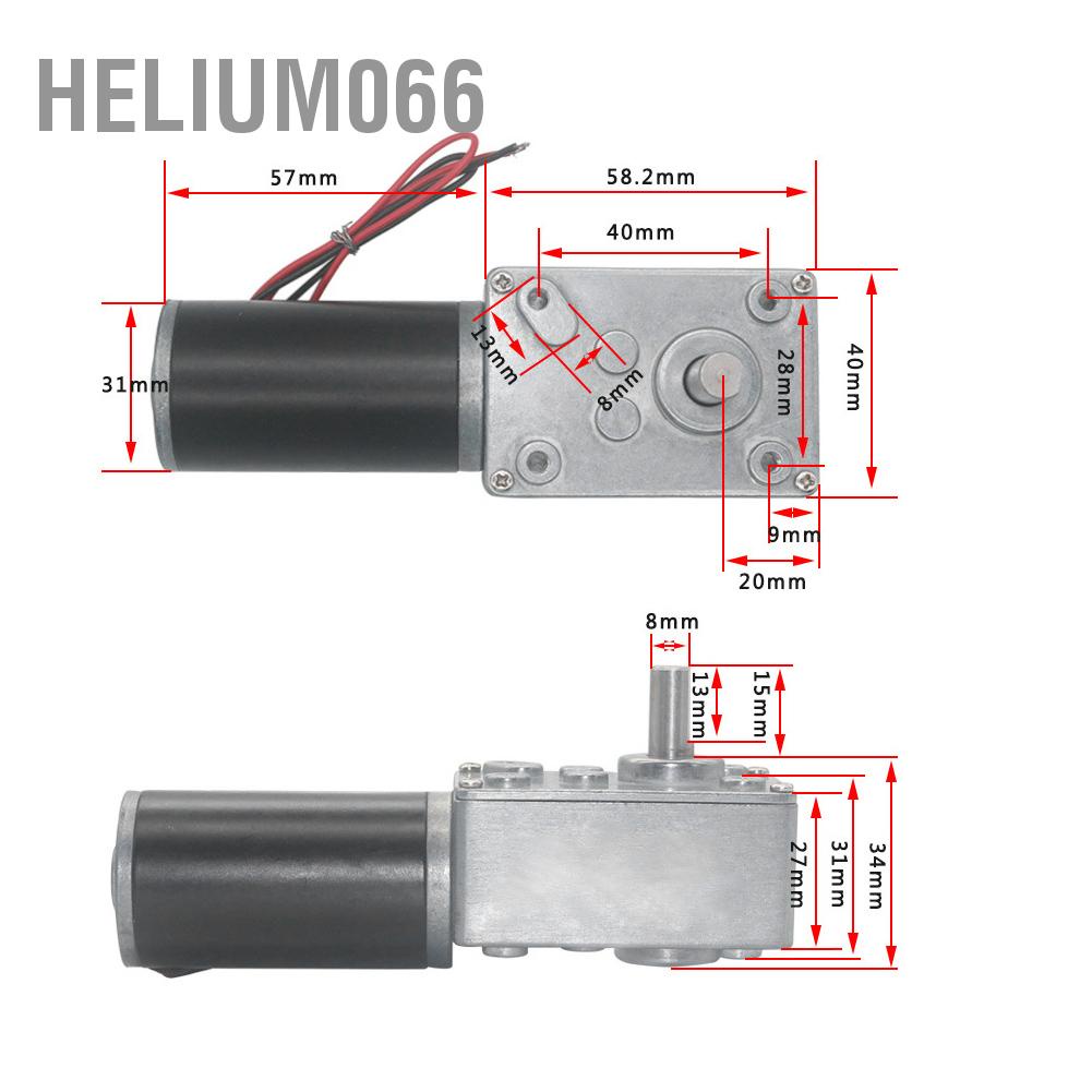 Tốc độ xoắn cao Giảm hộp số điện Động cơ có thể đảo ngược Bánh răng sâu 8mm Trục 12V