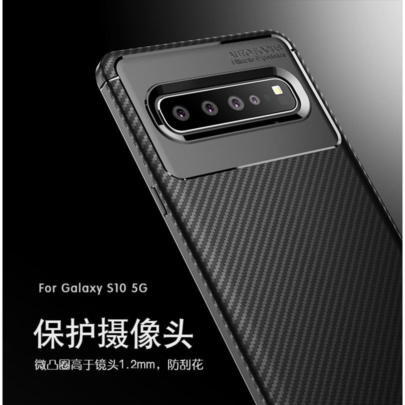 Ốp điện thoại chất liệu sợi carbon màu trơn dành cho Samsung Galaxy S10 5G