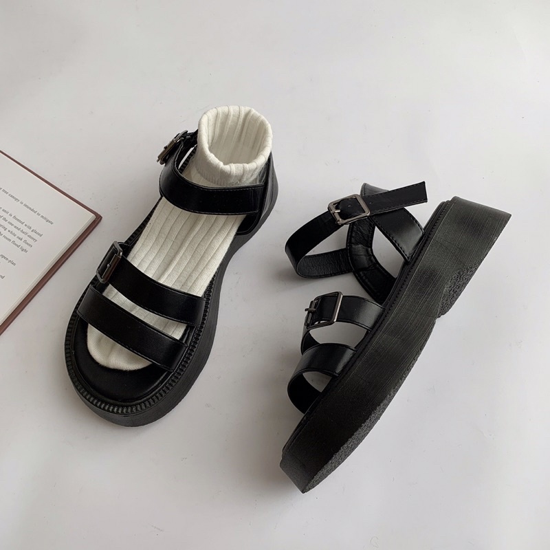 Giày Sandal Nữ Ulzzang bản cao cấp - Sandal Quai Mảnh đế cao 5p chuẩn hàng quảng châu đi học mang áo dài