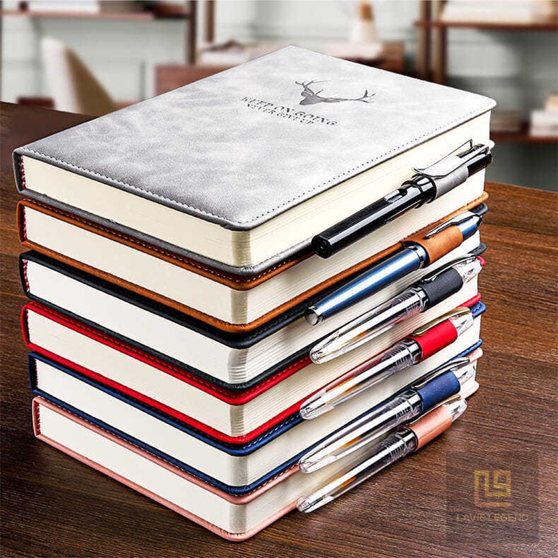 Sổ tay ghi chép công việc bìa da PU A5 360 trang- Họa tiết Never Give Up Notebook LavieLegend
