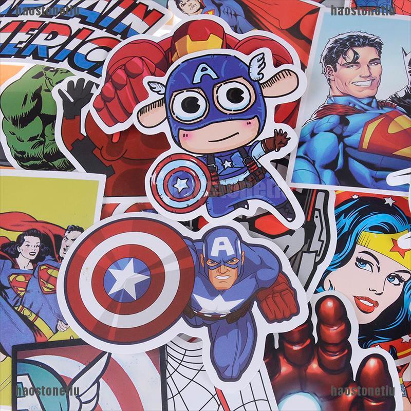 Bộ 50 Miếng Dán Trang Trí Hình Siêu Anh Hùng Marvel