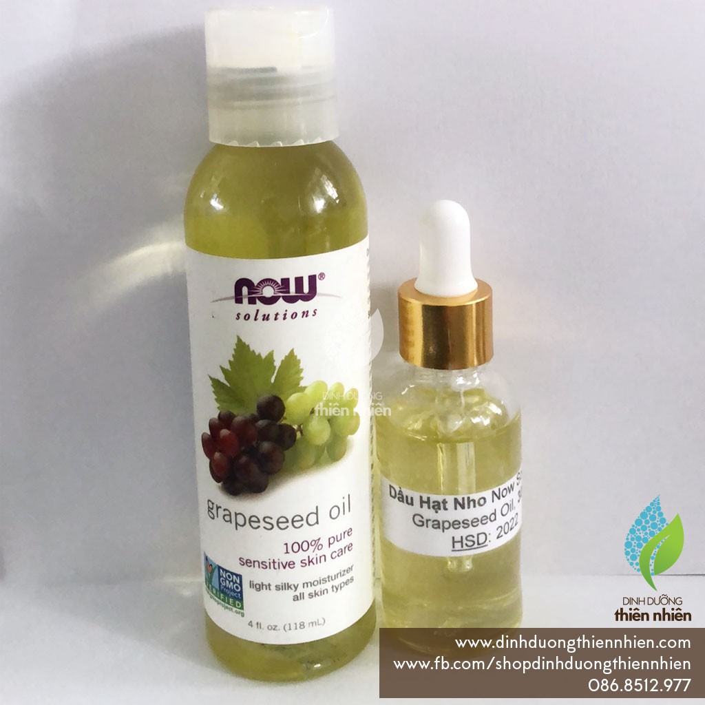 [30ml] Dầu Nho Now Grapeseed Oil, Chai Thuỷ Tinh Nhỏ