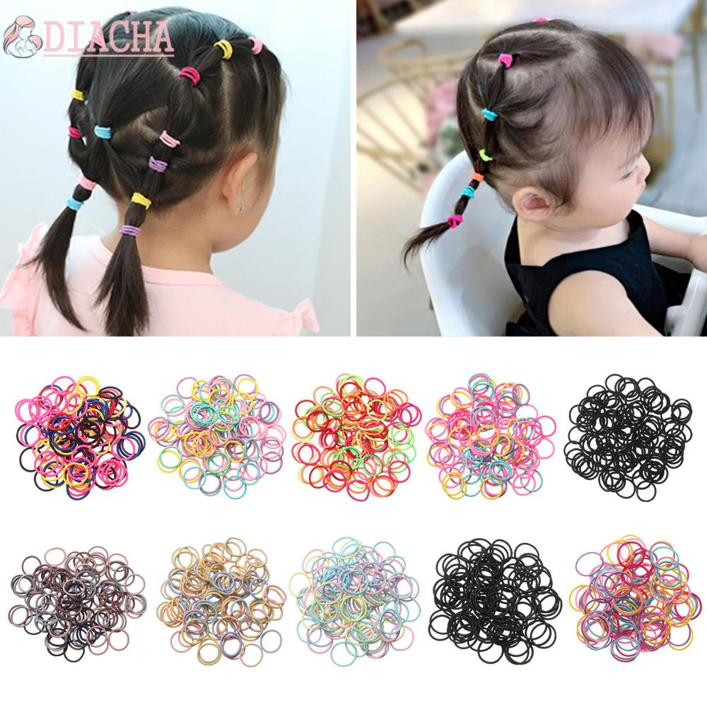 [Hàng mới về] Bộ 100 sợi dây thun cột tóc mini 2 cm / 2.5cm nhiều màu cá tính cho bé gái
