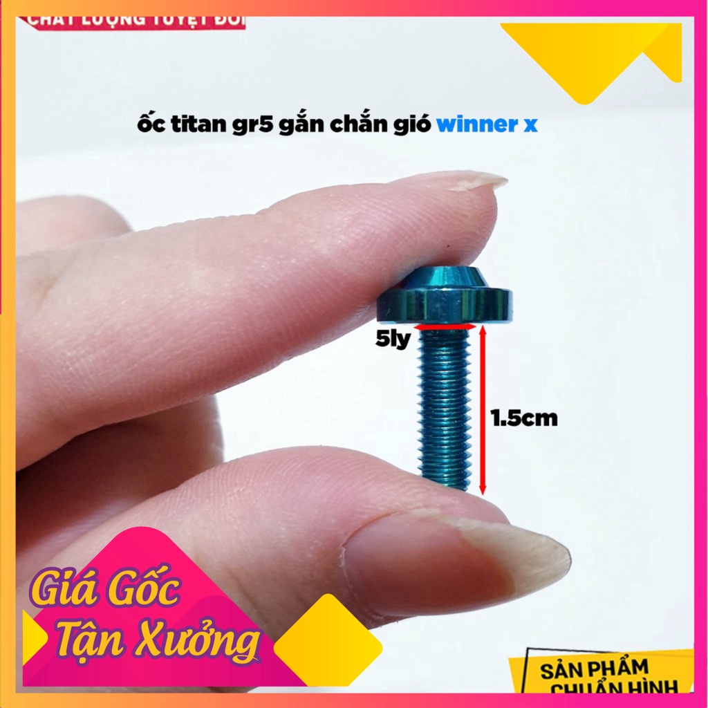 Combo 4 Con Ốc Titan GR5 Gắn Mão - Chắn Gió Winner x (Ảnh Sp thật)