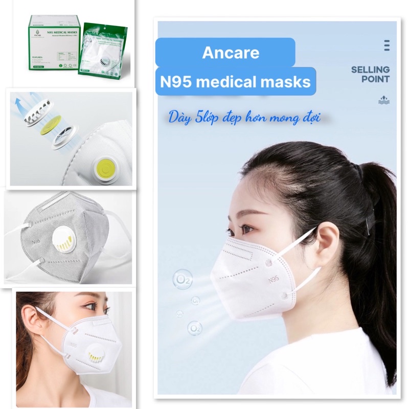 Khẩu Trang N95 Chính Hãng ANCARE Có Van Thở Và Không Van [Mã KC96202] | BigBuy360 - bigbuy360.vn
