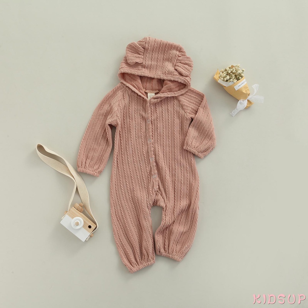 Bộ Áo Liền Quần Tay Dài Màu Sắc Đơn Giản Dành Cho Bé