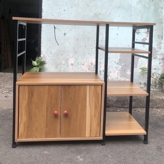 Kệ lò vi sóng , kệ khung sắt mặt gỗ mdf để nồi chiên, lò nướng, dụng cụ nhà bếp .