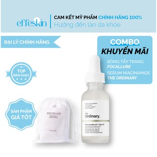 Combo The Ordinary Niacinamide 10%+Zinc 1% và Bông cotton tẩy trang FOCALLURE EFFESKIN