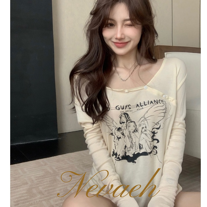 Áo Thun Tay Dài Cổ Tròn In Hình Mật Ong Mẫu Mới 2022 Dành Cho Bạn Nữ