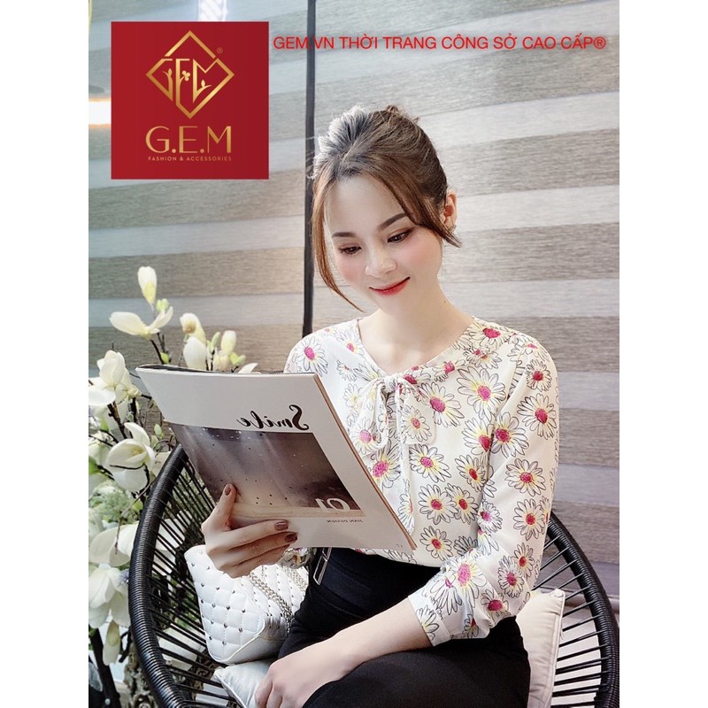 [BÁN BUÔN&amp;LẺ] Áo kiểu hoạ tiết hoa cúc - đi học hay công sở đều được - dễ phối chân váy hoặc các loại quần thời trang